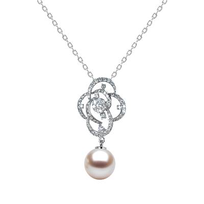 COLLIER OR GRIS 750/00 PERLE DE CULTURE AKOYA JAPON 9/9,5MM