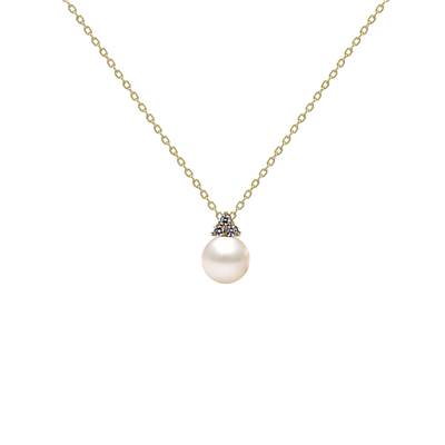 COLLIER OR JAUNE  750/00 PERLE DE CULTURE EAU DOUCE CHINE 9/9,5MM