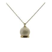 COLLIER OR JAUNE 750/00 1.80g EAU DOUCE CHINE 9/9,5MM SEMI-RONDE BLANCHE