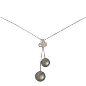 COLLIER OR GRIS 750/00 PERLE DE CULTURE TAHITI 9/11MM