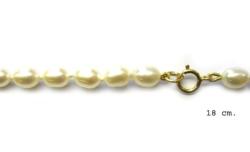 BRACELET OR JAUNE 375/00 0.13g EAU DOUCE CHINE 4,5/5MM GRAIN DE RIZ BLANCHE