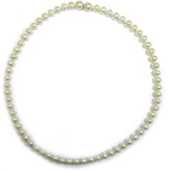 COLLIER ACIER EAU DOUCE CHINE 6,5/7MM BAROQUE BLANCHE