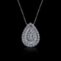 COLLIER OR GRIS 750/00 2.37g 27 DIAMANTS TRAPEZE 0.26CT 37 DIAMANTS RONDS 0.37CT