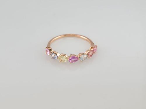 BAGUE OR ROSE 750/00 1.62g 7 SAPHIR 1.32 T54