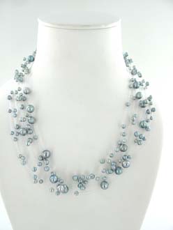 COLLIER ARGENT 925/00 0.75g EAU DOUCE CHINE 3/6MM BAROQUE NOIRE