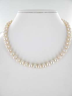 COLLIER ARGENT 925/00 0.02g EAU DOUCE CHINE 8/8,5MM BAROQUE BLANCHE