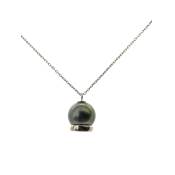 COLLIER OR GRIS 750/00 1.93g MERS DU SUD TAHITI 9/10MM SEMI-RONDE