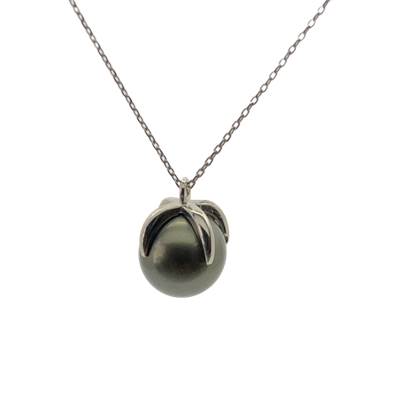 COLLIER OR GRIS 750/00 PERLE DE CULTURE MERS DU SUD TAHITI 10/11MM
