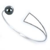 BRACELET JONC OR GRIS 750/00 PERLE DE CULTURE MER DU SUD TAHITI