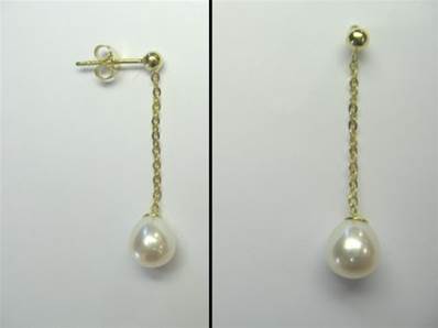 BO OR JAUNE 750/00 PERLE DE CULTURE EAU DOUCE CHINE 7,5/8MM
