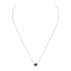 COLLIER OR GRIS 750/00 2.31g 1 SAPHIR 0.40CT 14 DIAMANTS 0.07CT