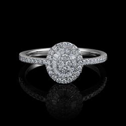 BAGUE OR GRIS 750/00 2.48g 17 DIAMANTS TRAPEZE 0.10CT 48 DIAMANTS RONDS 0.25CT
