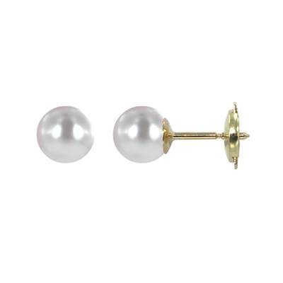 BO OR JAUNE 750/00 0,84g AKOYA JAPON 7,5/8MM RONDE BLANCHE