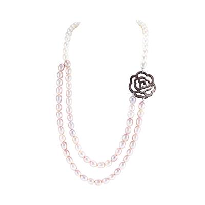 COLLIER OR GRIS 750/00 PERLE DE CULTURE EAU DOUCE CHINE 8/8,5MM