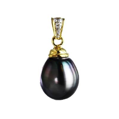PENDENTIF OR JAUNE 375/00 PERLE DE CULTURE MERS DU SUD TAHITI