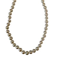 COLLIER OR GRIS 750/00 1.20g AKOYA JAPON 9/9,5MM RONDE BLANCHE