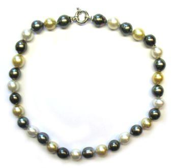 COLLIER OR GRIS 750/00 2.70g MERS DU SUD TAHITI 10/11MM SEMI-RONDE OR GRIS