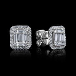 BO OR GRIS 750/00 2.32g 12 DIAMANTS BAGUETTES 0.23CT 56 DIAMANTS RONDS 0.16CT