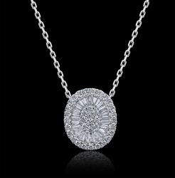 COLLIER OR GRIS 750/00 2.07g 22 DIAMANTS TRAPEZE 0.23CT 34 DIAMANTS RONDS 0.23CT