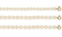 LOT 3 COLLIERS OR JAUNE 1.23g 750/00  EAU DOUCE CHINE 5/6/7MM  SEMI-RONDE