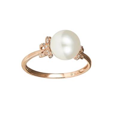 BAGUE OR ROSE 750/00 PERLE DE CULTURE EAU DOUCE CHINE 7,5/8MM