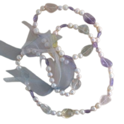 SAUTOIR EAU DOUCE CHINE 9/10MM CERCLEE MULTICOLORE 12 AMETHYSTE VIOLET QUARTZ MULTICOLORE