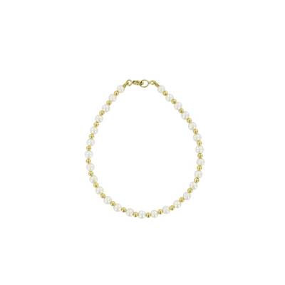 BRACELET OR JAUNE 750/00 PERLE DE CULTURE EAU DOUCE CHINE 3,5/4MM