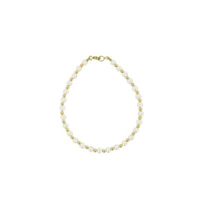 BRACELET OR JAUNE 750/00 PERLE DE CULTURE EAU DOUCE CHINE 3,5/4MM