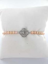 BRACELET ARGENT 925/00 0.89g EAU DOUCE CHINE 3/3,5MM RONDE MANDARINE OXYDE BLANC