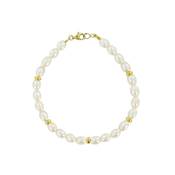 BRACELET OR JAUNE 750/00 PERLE DE CULTURE EAU DOUCE CHINE 5/5,5MM