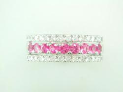 BAGUE OR GRIS 750/00 6.60g SAPHIR ROSE T56