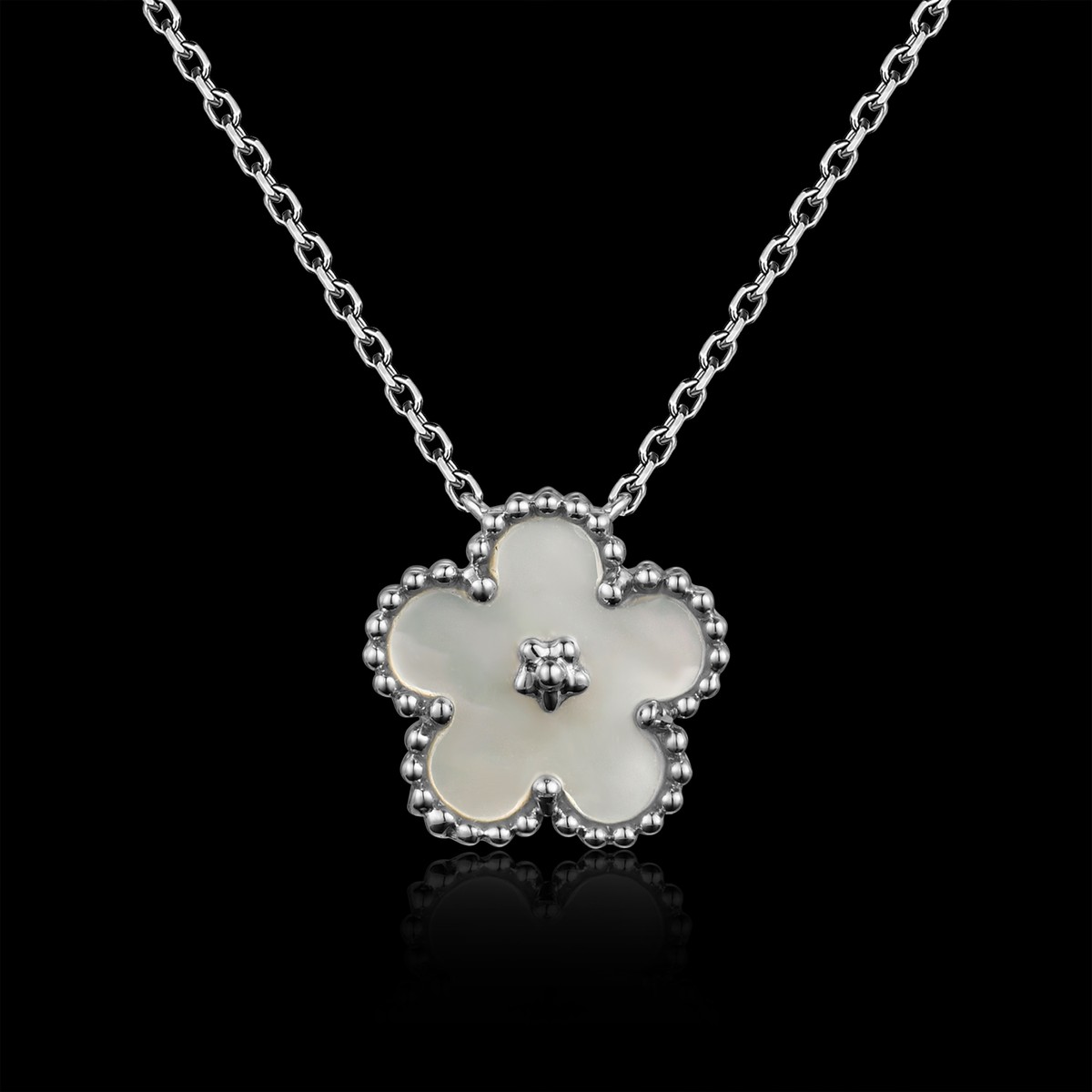 COLLIER OR GRIS 750/00 1.43g NACRE