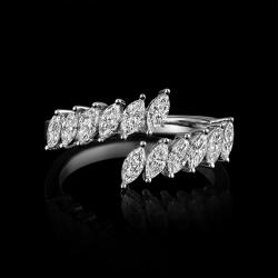BAGUE OR GRIS 750/00 3.76g 12 DIAMANTS MARQUISES 1.38CT