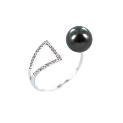 BAGUE OR GRIS  750/00 PERLE DE CULTURE MER DU SUD TAHITI 8/9MM