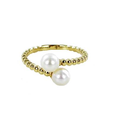 BAGUE OR JAUNE 750/00 PERLE DE CULTURE EAU DOUCE CHINE 5/5,5MM
