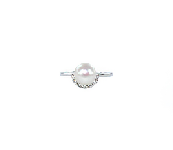 BAGUE OR GRIS 750/00 PERLE DE CULTURE AKOYA JAPON 7/7,5MM