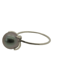 BAGUE OR GRIS 750/00 PERLE DE CULTURE MERS DU SUD TAHITI 8/9MM