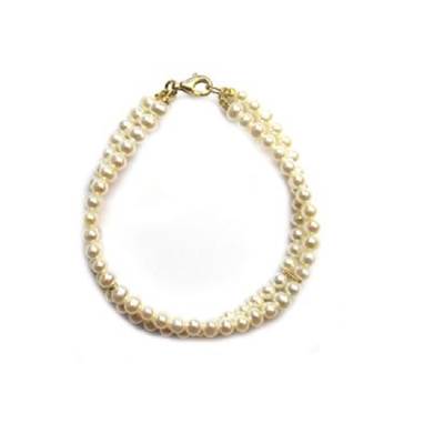 BRACELET OR JAUNE 375/00 2 RANGS EAU DOUCE 3,5/4MM