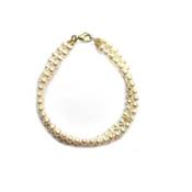 BRACELET OR JAUNE 375/00 2 RANGS EAU DOUCE 3,5/4MM