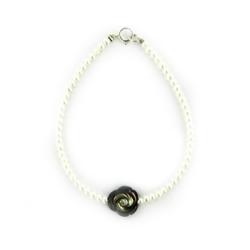 BRACELET ARGENT 925/00 0.14g EAU DOUCE CHINE 2,5/3MM RONDE BLANCHE NACRE NOIRE