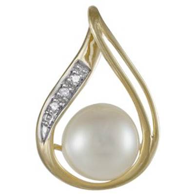 PENDENTIF OR 9J 375/00 PERLE DE CULTURE EAU DOUCE CHINE 6/6,5MM