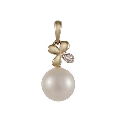 PENDENTIF OR JAUNE 375/00 PERLE DE CULTURE EAU DOUCE CHINE 6/6,5MM