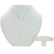 PARURE BO+COLLIER OR JAUNE 375/00 PERLE DE CULTURE EAU DOUCE CHINE