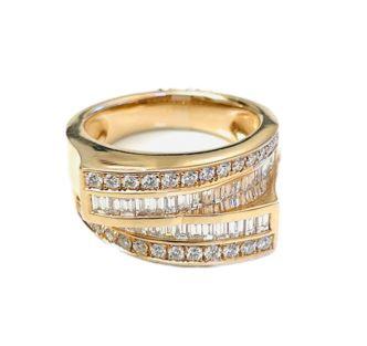 BAGUE OR ROSE 750/00 10.35g 68 DIAMANTS 1.16CT T55