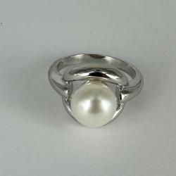 BAGUE ARGENT 925/00 8.70g EAU DOUCE CHINE 4/4,5MM B OUTON T56                 