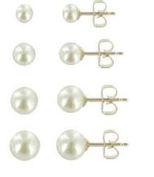 LOT DE 2 BO OR JAUNE 750/00 AKOYA JAPON 7/7.5 - 8/8.5 MM RONDE POUSSETTES 0.80 GR
