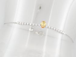 BRACELET OR GRIS 750/00 2.38g 1 SAPHIR JAUNE 0.50CT 18 DIAMANTS 0.31CT