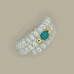 BAGUE OR JAUNE 375/00 0.04g EAU DOUCE CHINE 3,5/4MM BOUTON BLANCHE