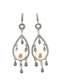 BO ARGENT 925/00 4.03g EAU DOUCE CHINE 8,5/9MM BOUTON BLANCHE 112 OXYDE BLANC 1.76CT