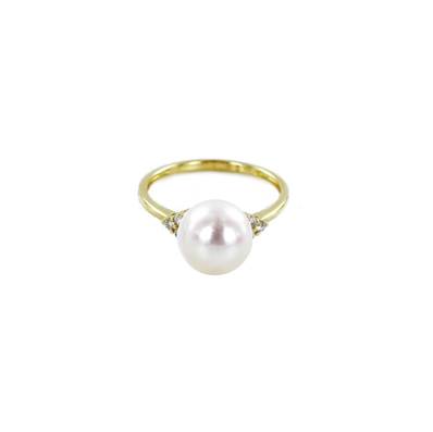 BAGUE OR JAUNE  750/00 PERLE DE CULTURE EAU DOUCE CHINE 9/9,5MM